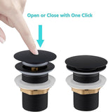 Sifone Lavabo Bagno Nero Opaco, Completo di Piletta Click Clack