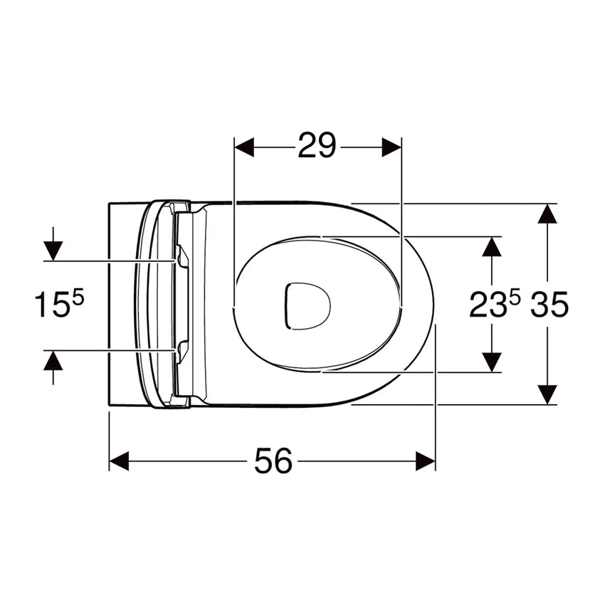 Geberit ICON vaso a pavimento, a filo parete, RIMFREE® con sedile con discesa ammortizzata, colore bianco finitura lucido .